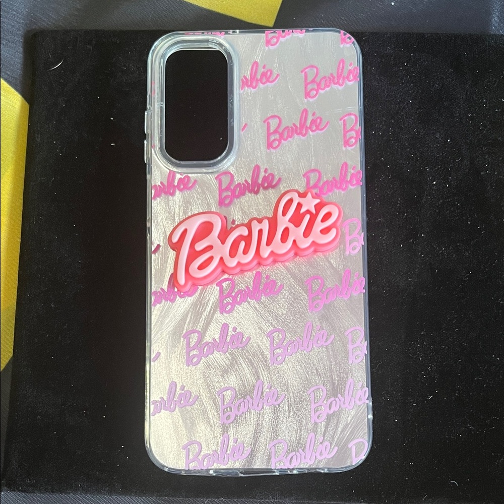 Barbie Clear Case with Pink Logo Pattern
